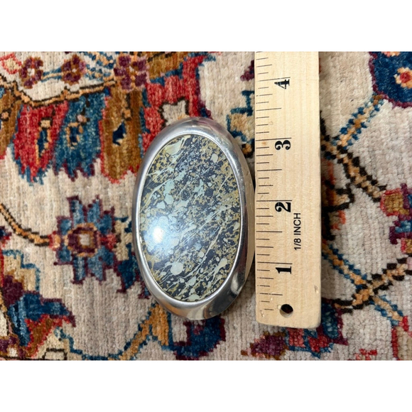 Vintage Abstract Art Belt Buckle Silver Tone Oval Paint Splatter main image 4